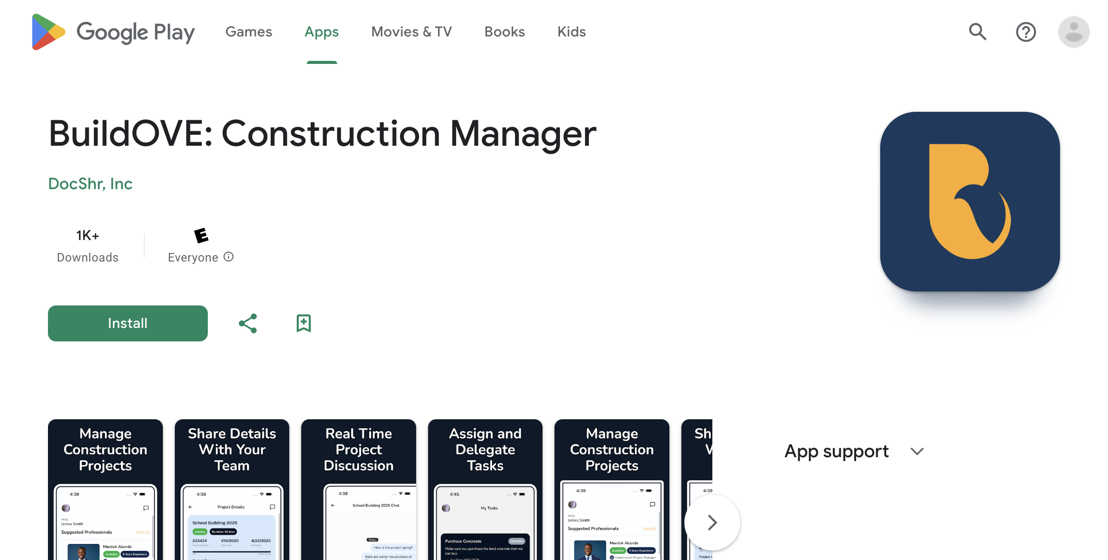 Buildove App Store Listing